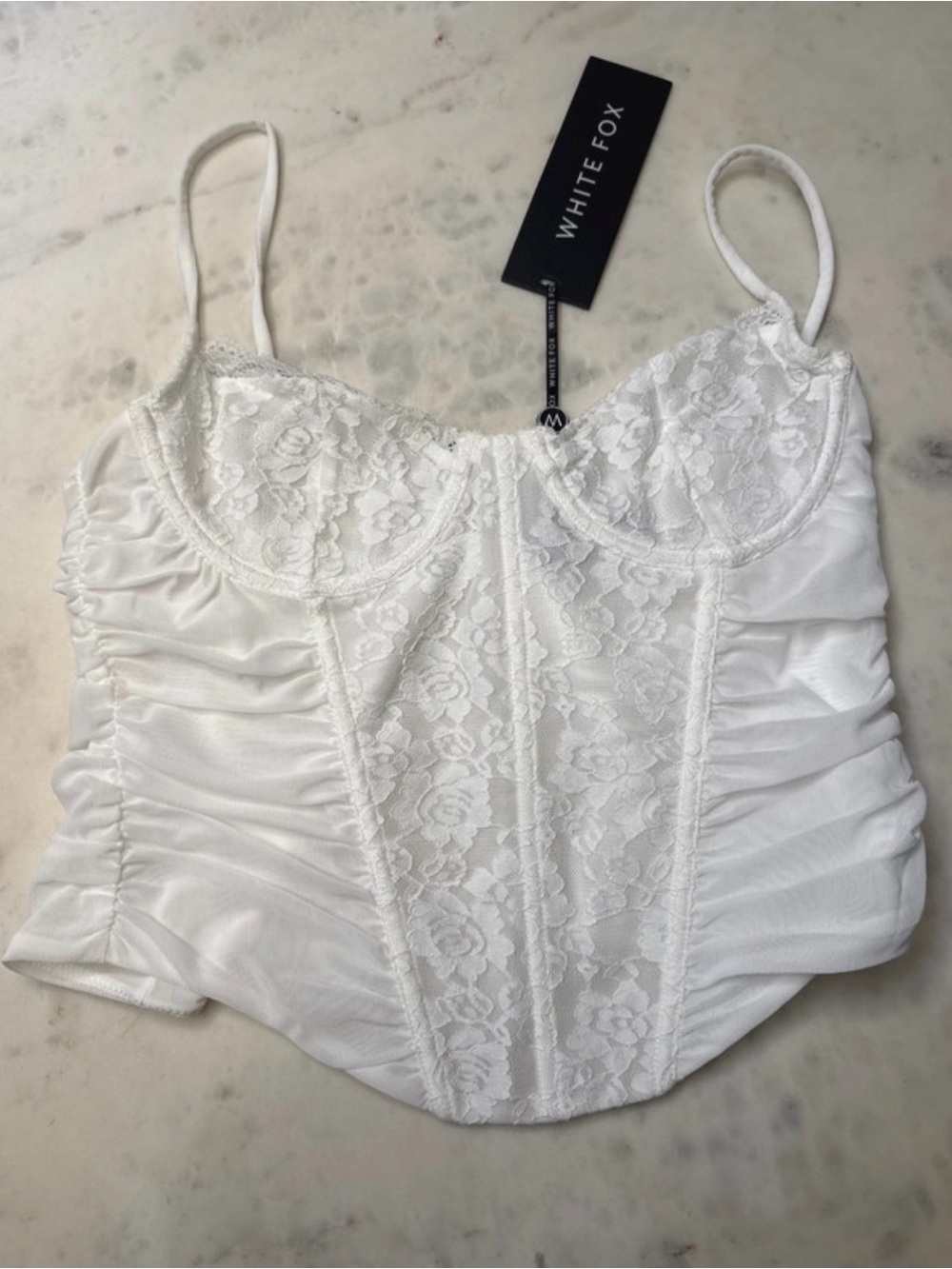 White Fox Boutique White Lace Bustier Corset Top